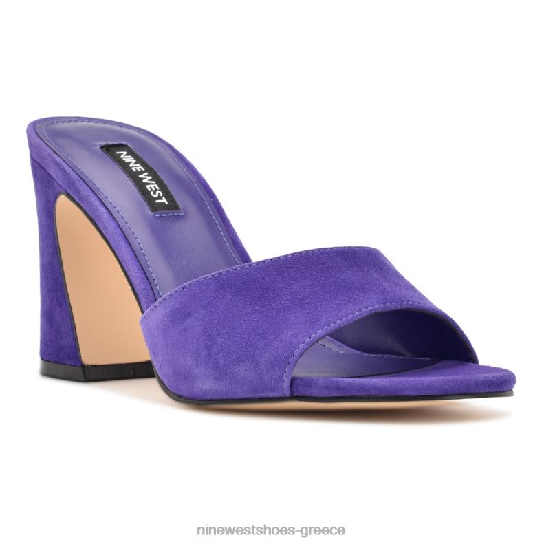 Nine West slide πέδιλα με τακούνι ulala 2JJ4N699 μωβ σουέτ