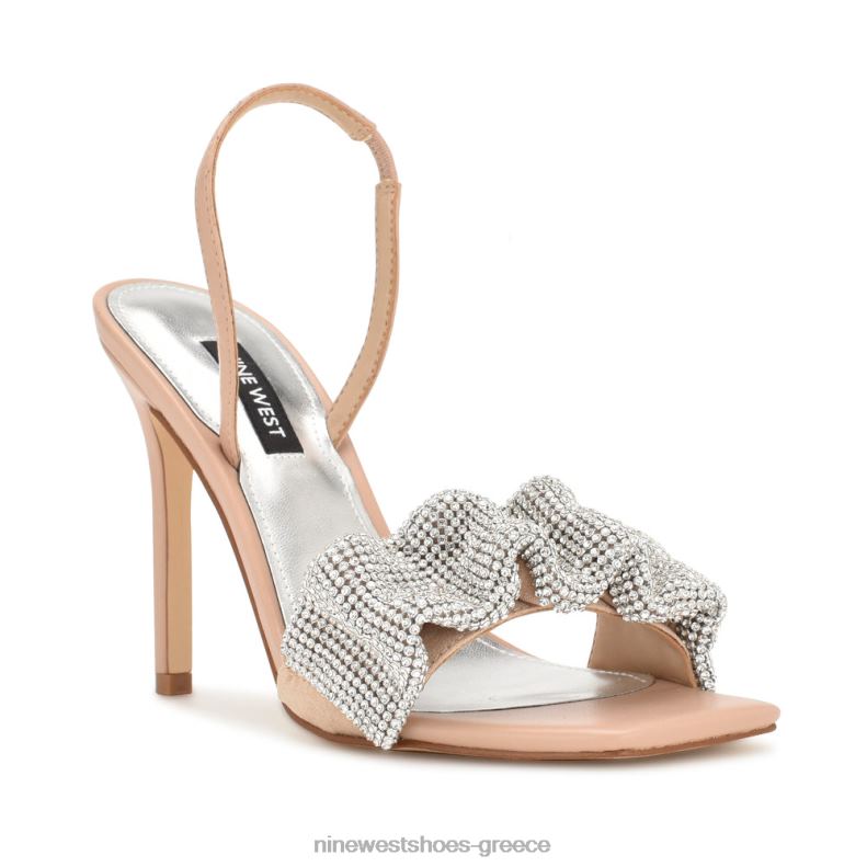 Nine West σανδάλια με τακούνι 2JJ4N1857 ελάχιστα γυμνό κρύσταλλο