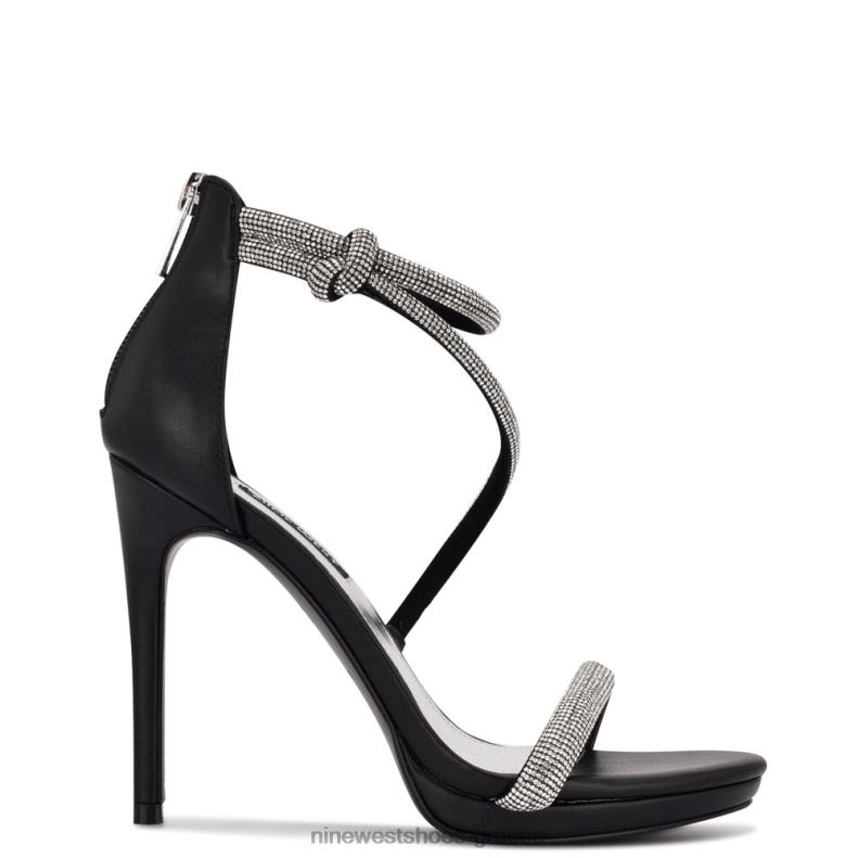 Nine West πέδιλα με λουράκι με τακούνι 2JJ4N1897 μαύρο σουέτ