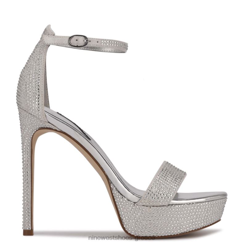 Nine West σανδάλια ποδαρικής πλατφόρμας 2JJ4N2000 ασημί shimmer σουέτ