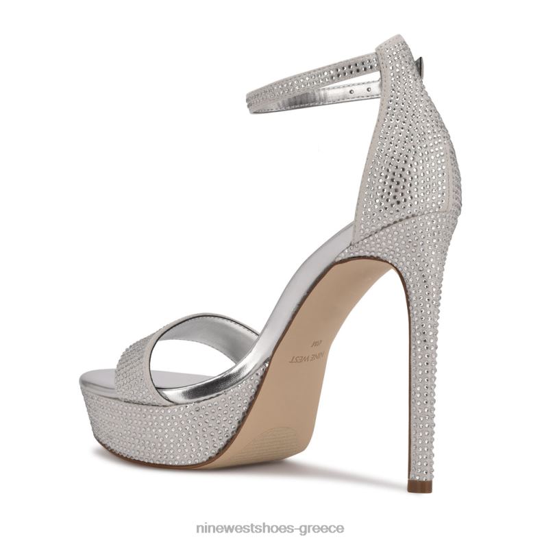 Nine West σανδάλια ποδαρικής πλατφόρμας 2JJ4N2000 ασημί shimmer σουέτ