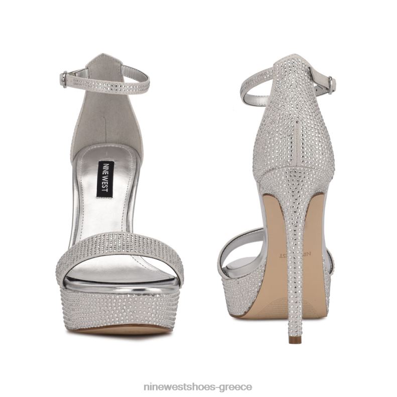 Nine West σανδάλια ποδαρικής πλατφόρμας 2JJ4N2000 ασημί shimmer σουέτ