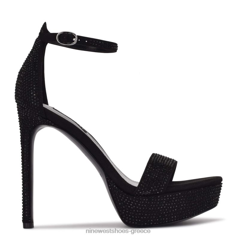 Nine West σανδάλια ποδαρικής πλατφόρμας 2JJ4N2002 μαύρο σουέτ shimmer