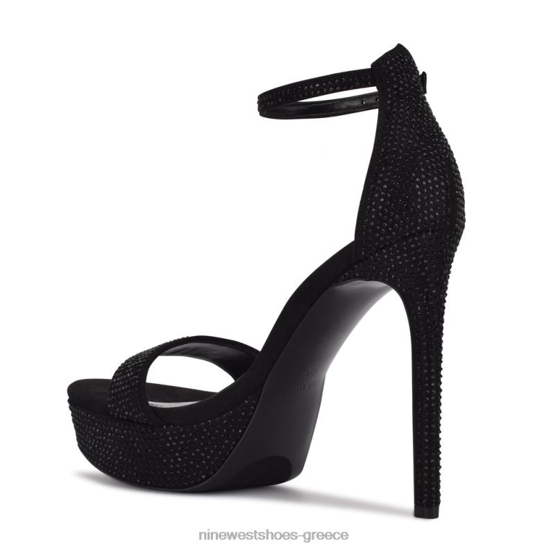 Nine West σανδάλια ποδαρικής πλατφόρμας 2JJ4N2002 μαύρο σουέτ shimmer