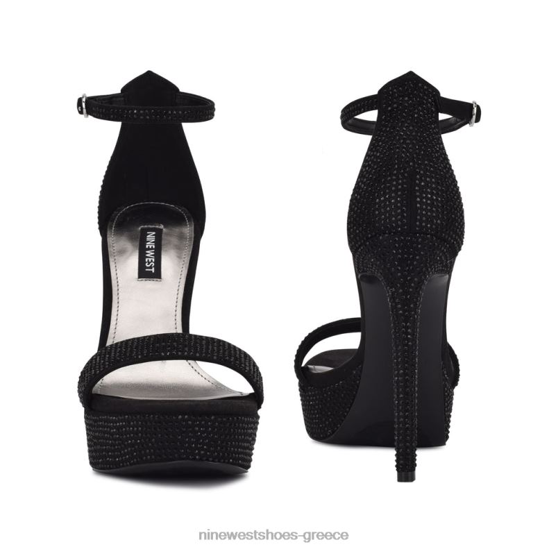 Nine West σανδάλια ποδαρικής πλατφόρμας 2JJ4N2002 μαύρο σουέτ shimmer