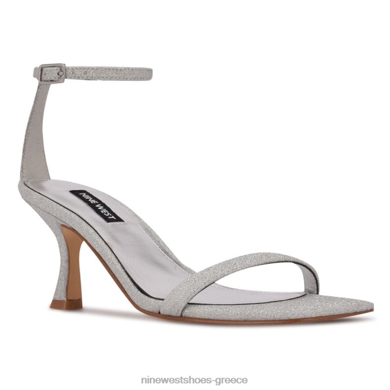 Nine West ώριμα σανδάλια με τακούνι 2JJ4N2005 ασημί γκλίτερ