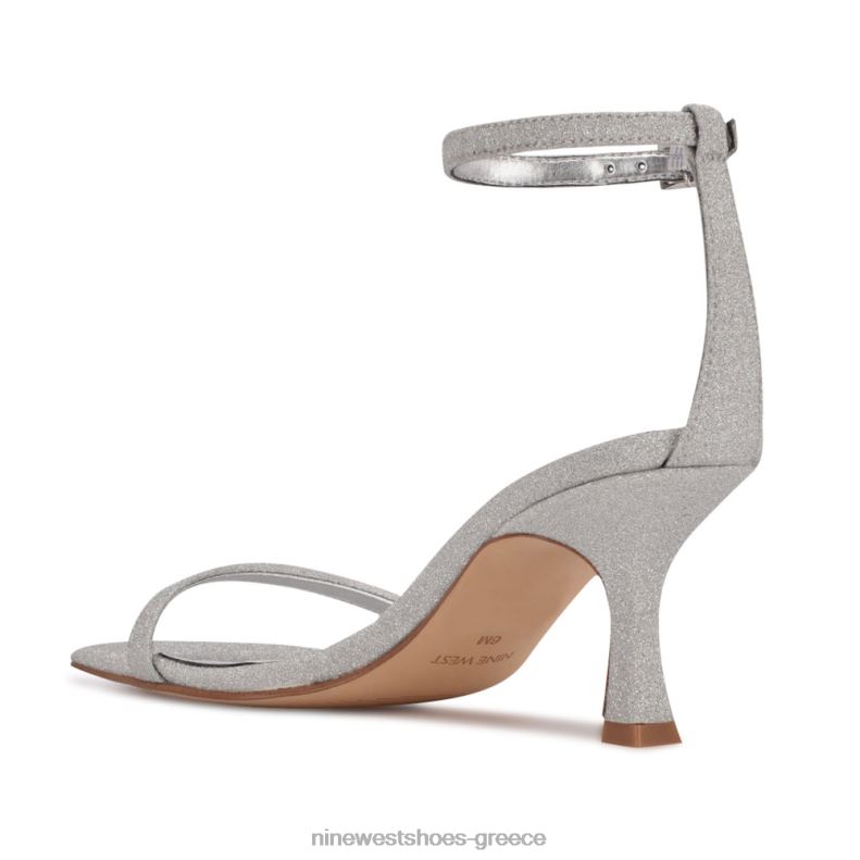 Nine West ώριμα σανδάλια με τακούνι 2JJ4N2005 ασημί γκλίτερ