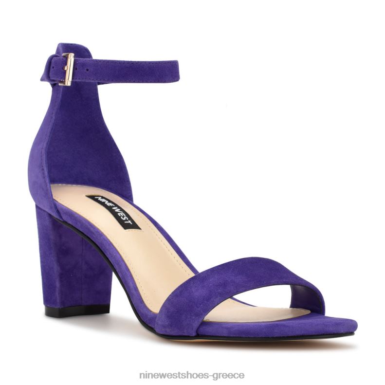 Nine West πέδιλα φτέρνας με λουράκι αστραγάλου 2JJ4N2156 μωβ σουέτ