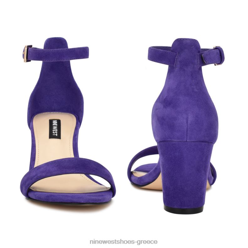 Nine West πέδιλα φτέρνας με λουράκι αστραγάλου 2JJ4N2156 μωβ σουέτ