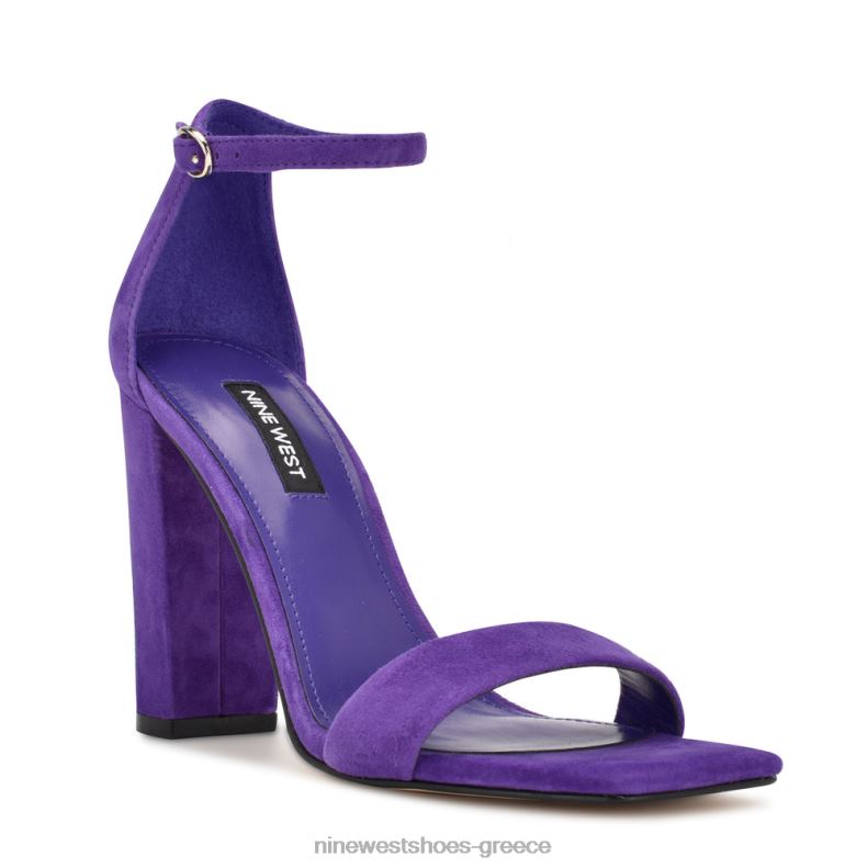 Nine West σανδάλια με λουράκι στον αστράγαλο 2JJ4N455 μωβ σουέτ