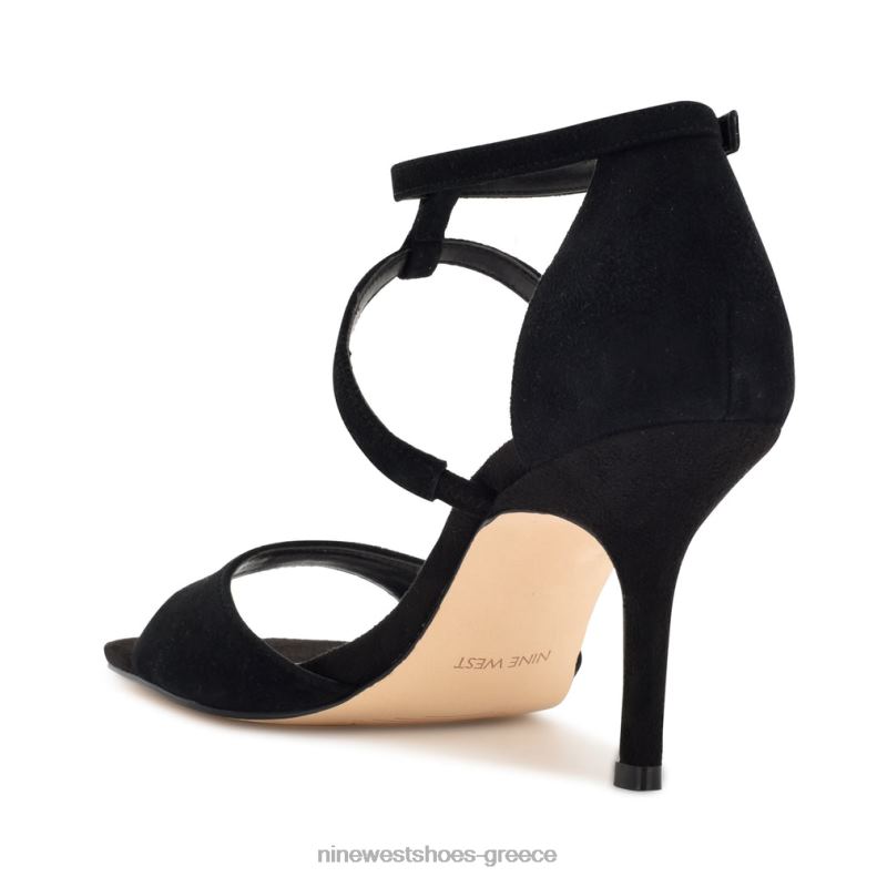 Nine West αναστεναγμοί με τακούνια σανδάλια 2JJ4N462 μαύρο σουέτ