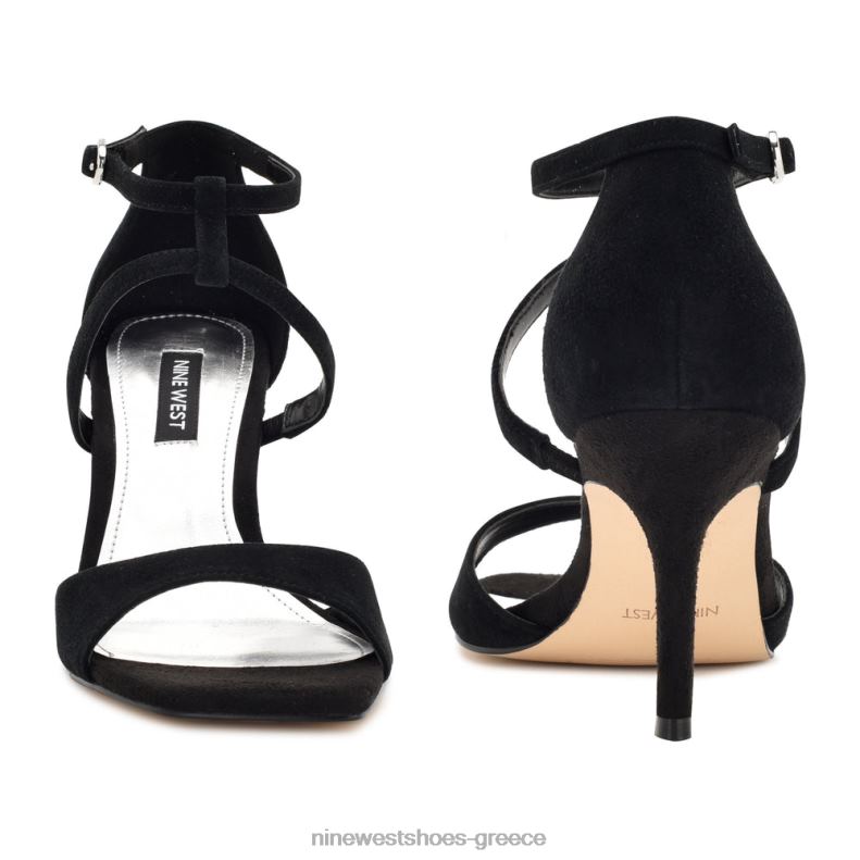 Nine West αναστεναγμοί με τακούνια σανδάλια 2JJ4N462 μαύρο σουέτ