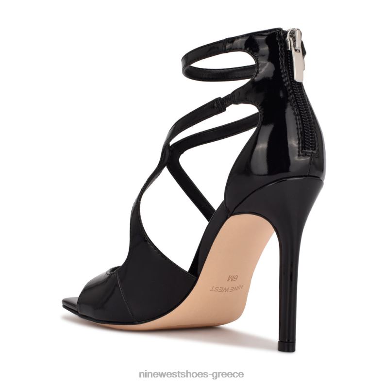 Nine West σανδάλια με λουράκι στον αστράγαλο 2JJ4N498 μαύρη πατέντα