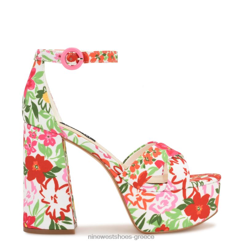 Nine West σανδάλια πλατφόρμα Wilie 2JJ4N305 λευκό multi floral