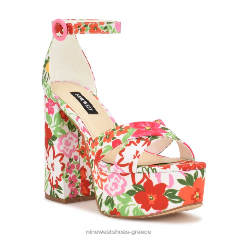 Nine West σανδάλια πλατφόρμα Wilie 2JJ4N305 λευκό multi floral