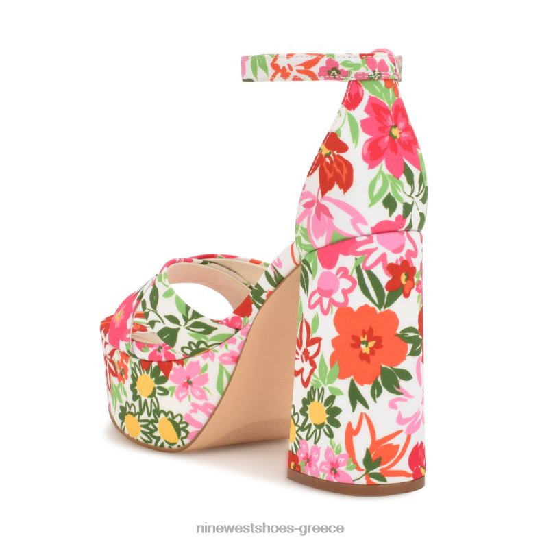 Nine West σανδάλια πλατφόρμα Wilie 2JJ4N305 λευκό multi floral