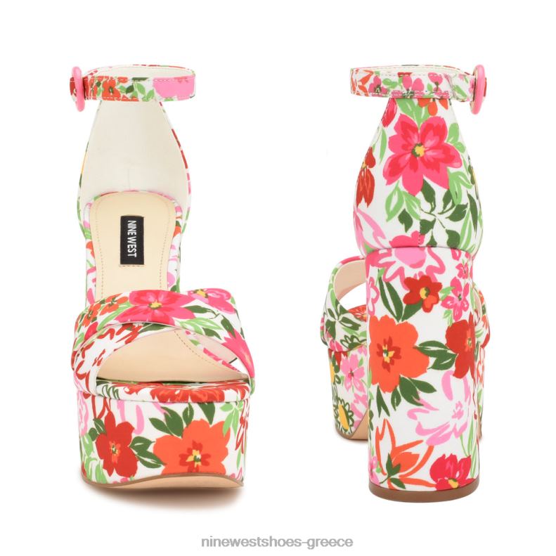 Nine West σανδάλια πλατφόρμα Wilie 2JJ4N305 λευκό multi floral