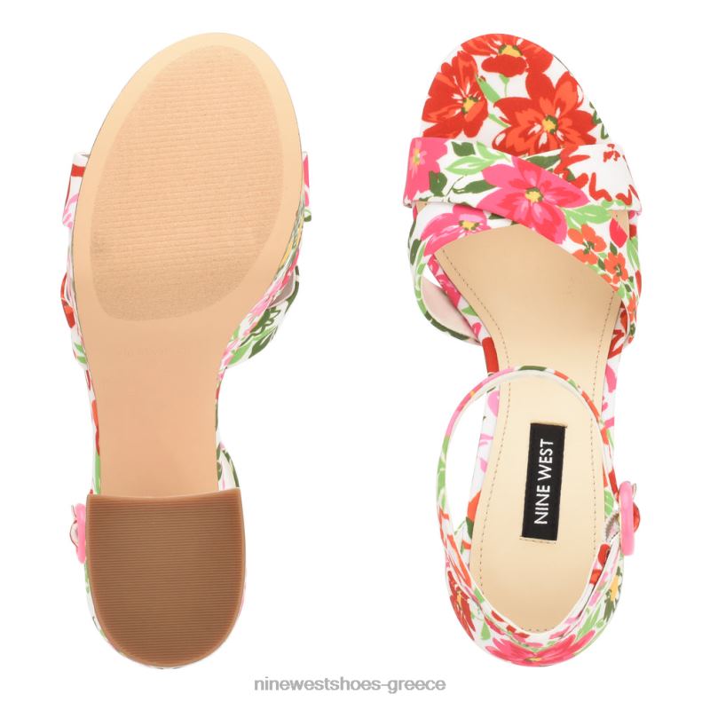 Nine West σανδάλια πλατφόρμα Wilie 2JJ4N305 λευκό multi floral