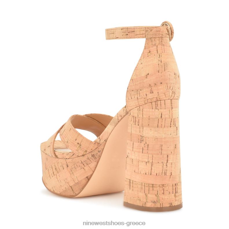 Nine West σανδάλια πλατφόρμα Wilie 2JJ4N308 φυσικός φελλός