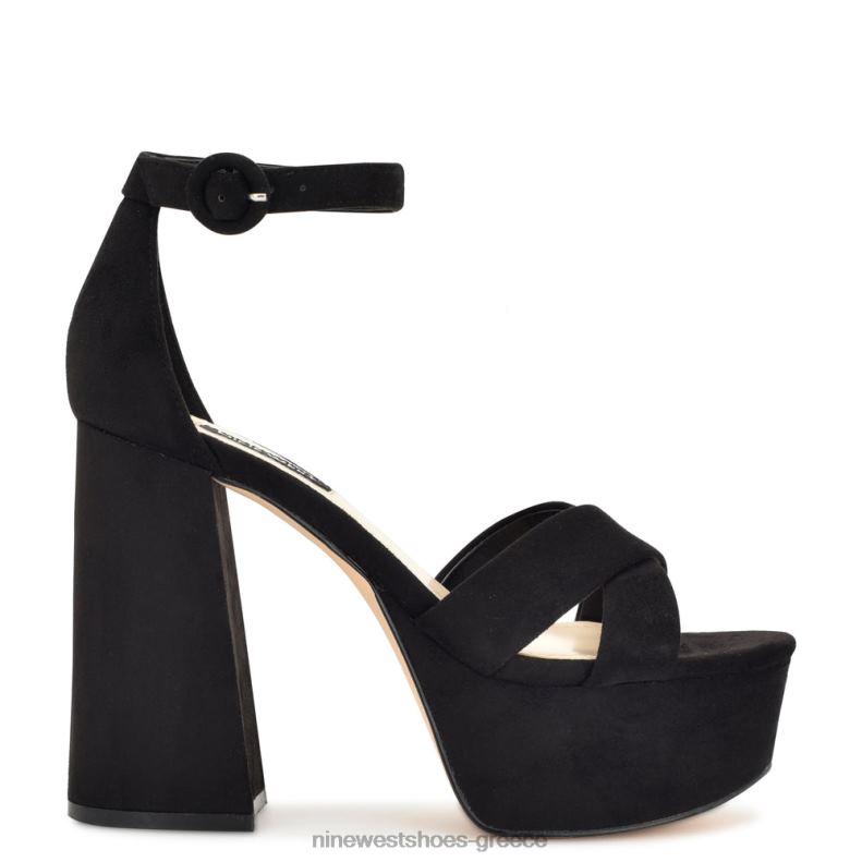 Nine West σανδάλια πλατφόρμα Wilie 2JJ4N309 μαύρο σουέτ