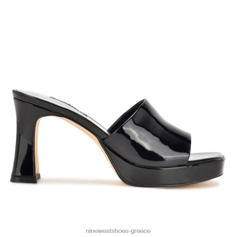 Nine West σανδάλια πλατφόρμα beez 2JJ4N158 μαύρη πατέντα