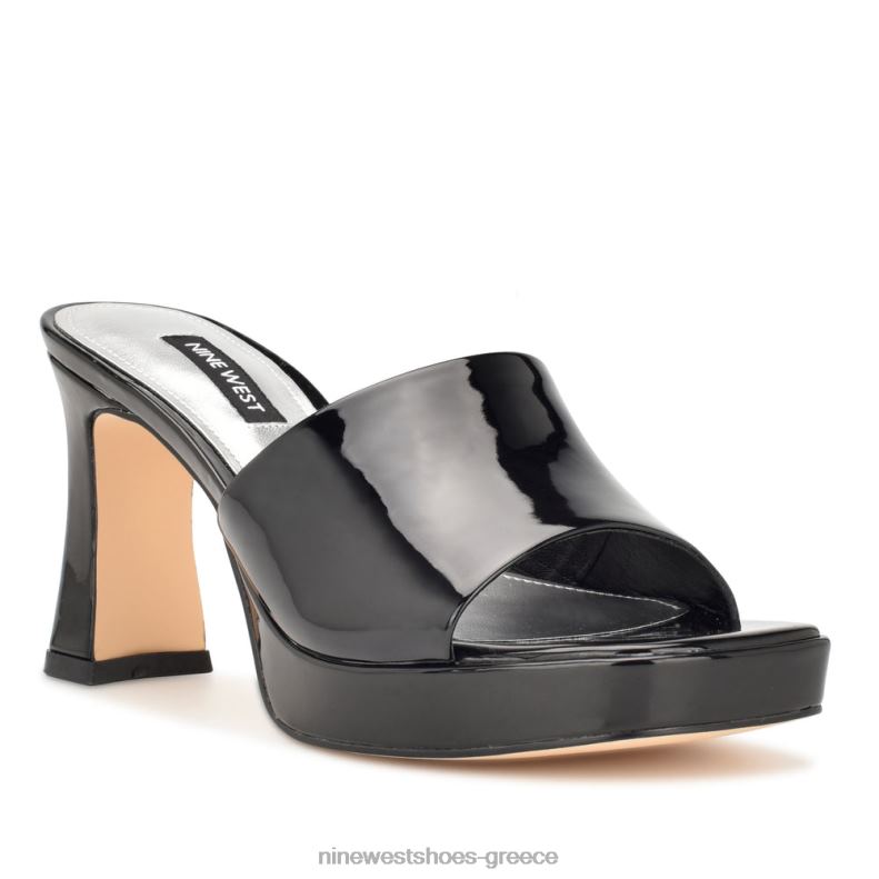 Nine West σανδάλια πλατφόρμα beez 2JJ4N158 μαύρη πατέντα