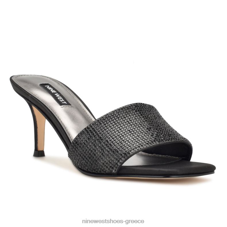 Nine West πέδιλα διαφανειών με τακούνι από στρας donnah 2JJ4N239 μαύρος