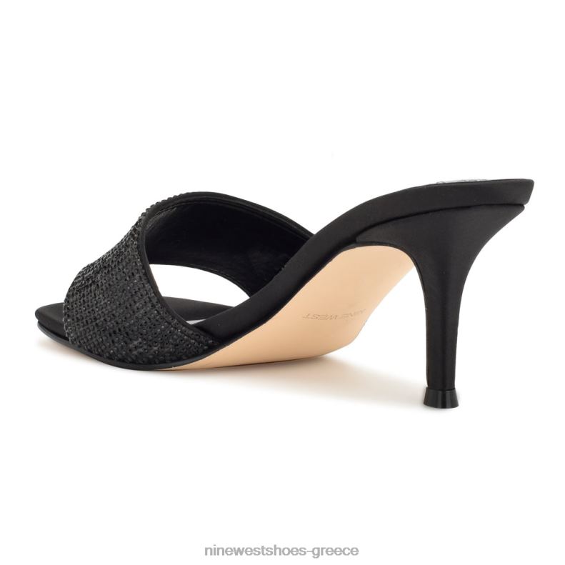 Nine West πέδιλα διαφανειών με τακούνι από στρας donnah 2JJ4N239 μαύρος