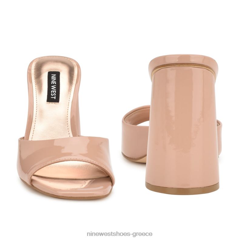 Nine West excit slide πέδιλα με τακούνι 2JJ4N304 μόλις γυμνό δίπλωμα ευρεσιτεχνίας