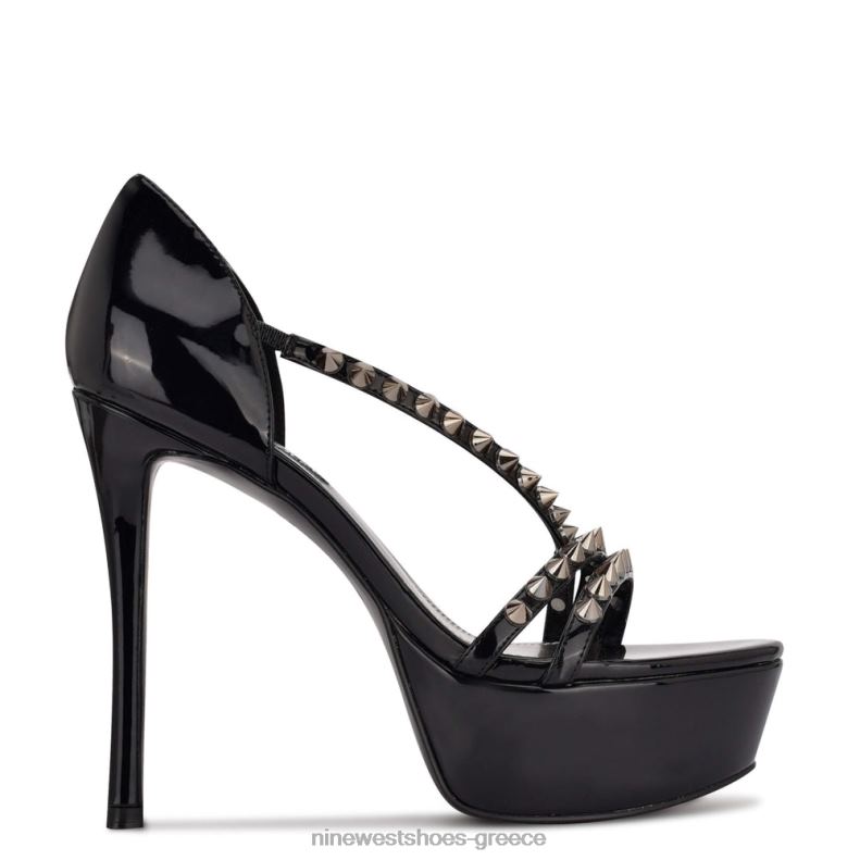 Nine West σανδάλια πλατφόρμα fabla 2JJ4N385 μαύρη πατέντα