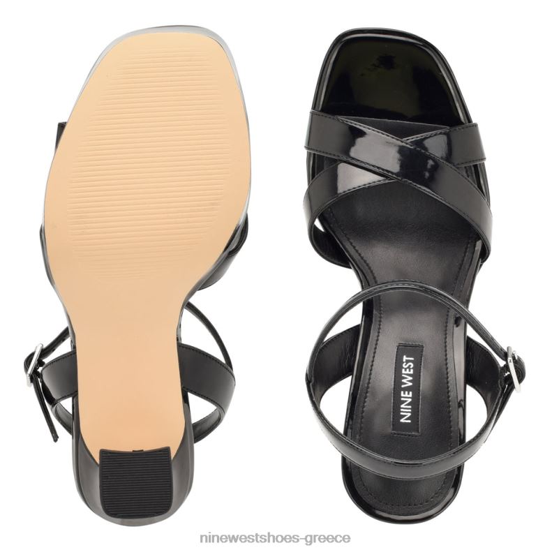 Nine West σανδάλια πλατφόρμα iriv 2JJ4N1756 μαύρη πατέντα