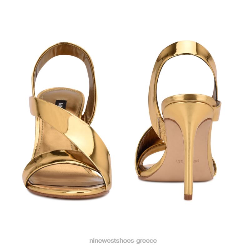 Nine West σανδάλια με φόρεμα itzel 2JJ4N1838 μπρονζέ καθρέφτης μεταλλικός