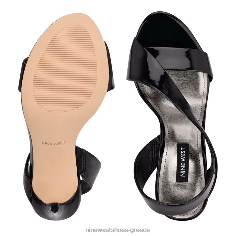 Nine West σανδάλια με φόρεμα itzel 2JJ4N1839 μαύρη πατέντα