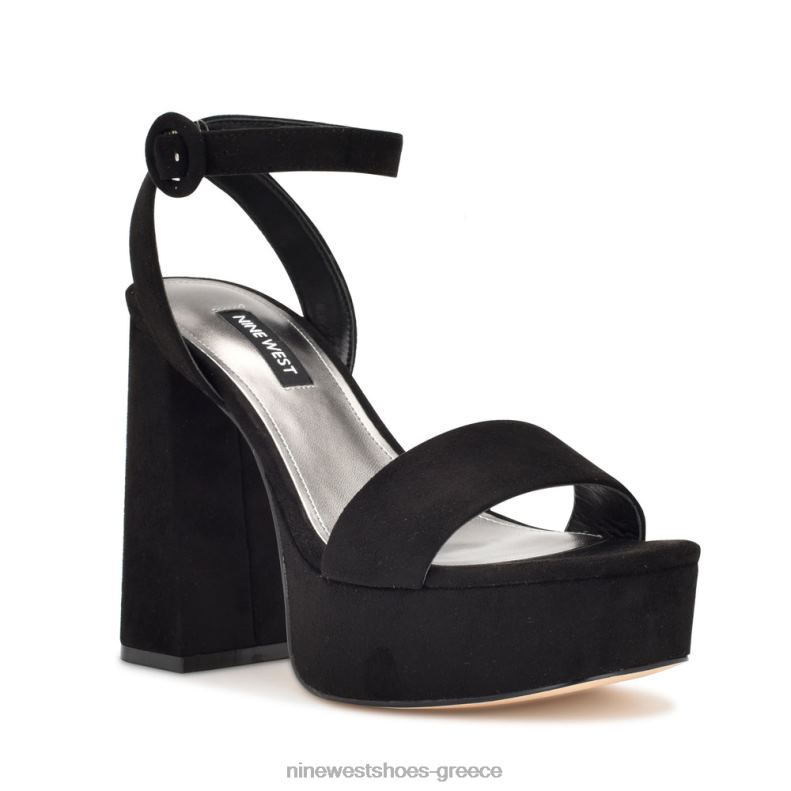 Nine West σανδάλια πλατφόρμα jans 2JJ4N1759 μαύρο σουέτ