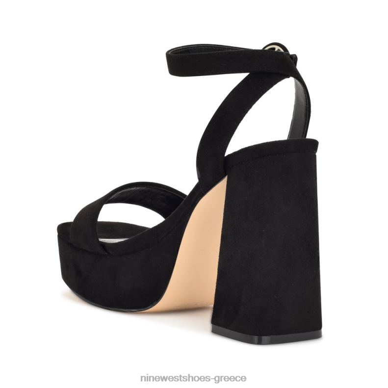 Nine West σανδάλια πλατφόρμα jans 2JJ4N1759 μαύρο σουέτ