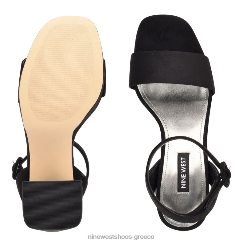 Nine West σανδάλια πλατφόρμα jans 2JJ4N1759 μαύρο σουέτ