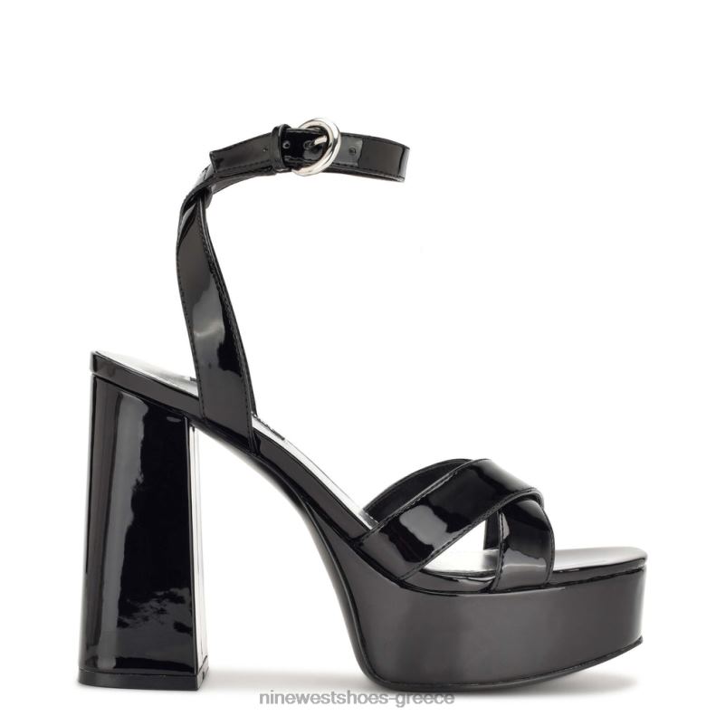 Nine West σανδάλια πλατφόρμα joya 2JJ4N454 μαύρη πατέντα