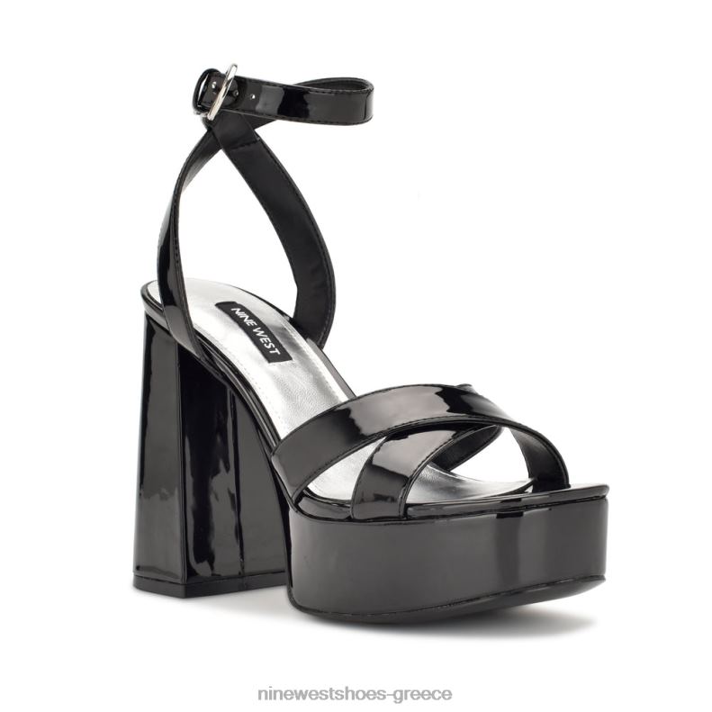 Nine West σανδάλια πλατφόρμα joya 2JJ4N454 μαύρη πατέντα