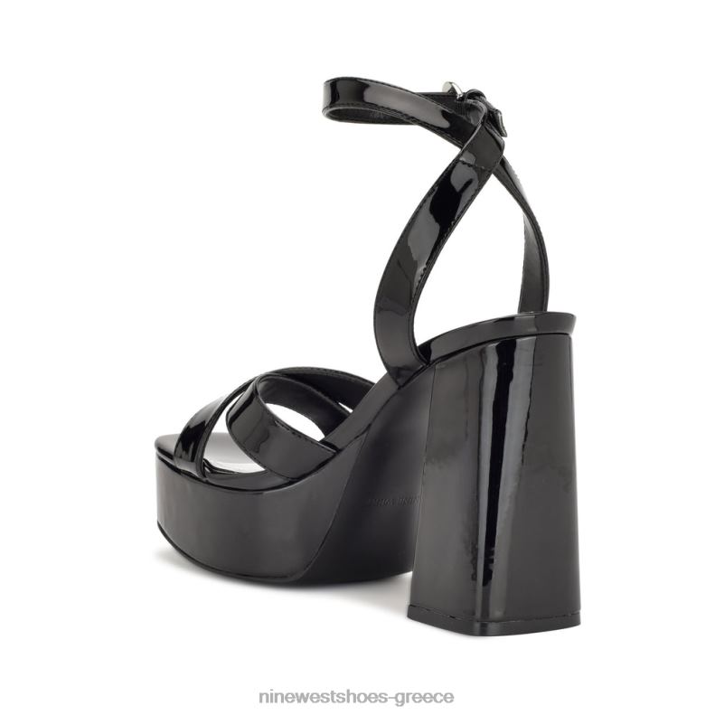 Nine West σανδάλια πλατφόρμα joya 2JJ4N454 μαύρη πατέντα