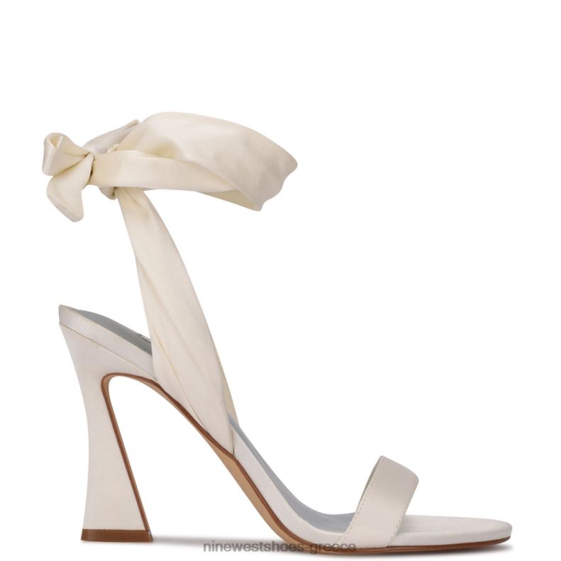 Nine West σανδάλια με τακούνι kelsie ankle wrap 2JJ4N1740 λευκό σατέν