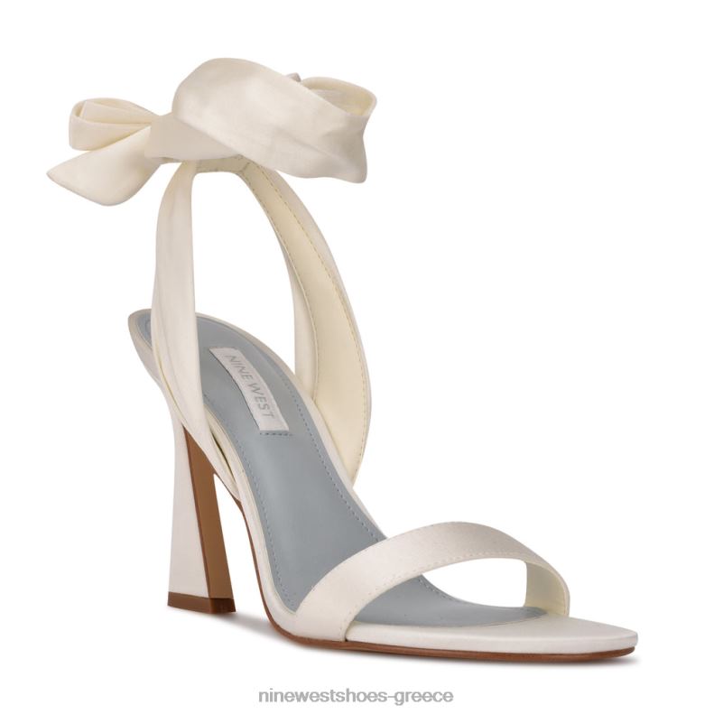 Nine West σανδάλια με τακούνι kelsie ankle wrap 2JJ4N1740 λευκό σατέν