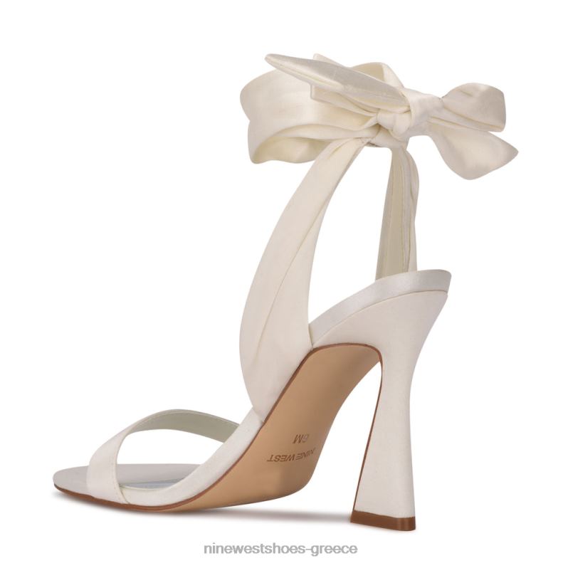 Nine West σανδάλια με τακούνι kelsie ankle wrap 2JJ4N1740 λευκό σατέν