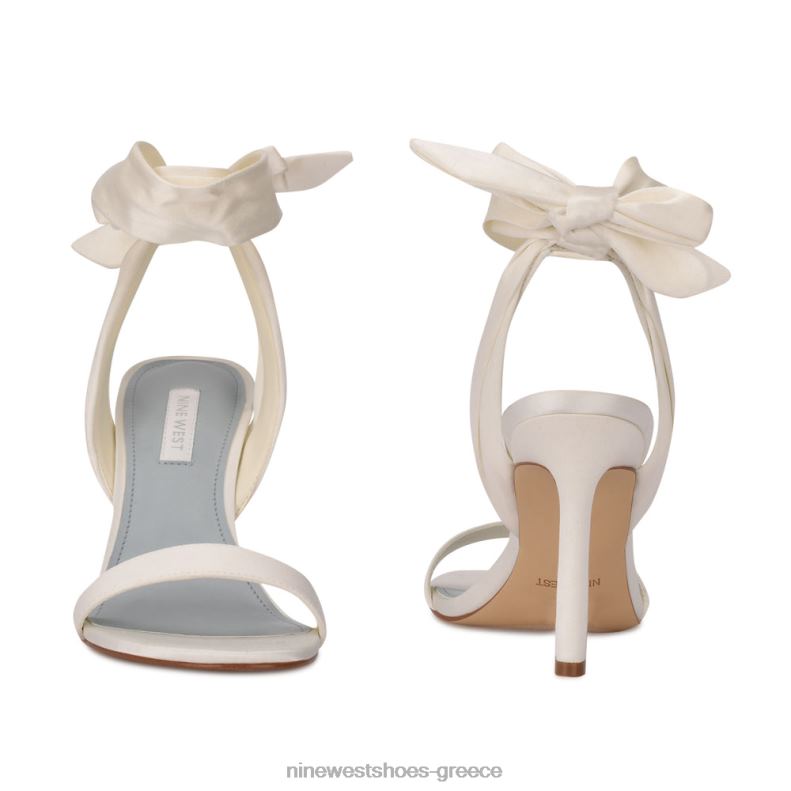 Nine West σανδάλια με τακούνι kelsie ankle wrap 2JJ4N1740 λευκό σατέν