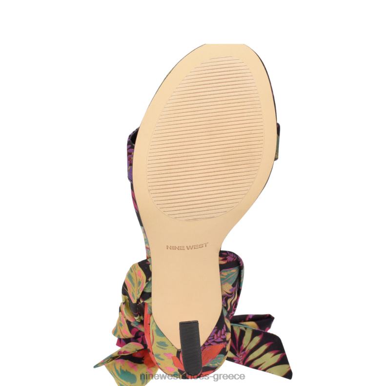 Nine West σανδάλια με τακούνι kelsie ankle wrap 2JJ4N184 μαύρο multi tropical floral