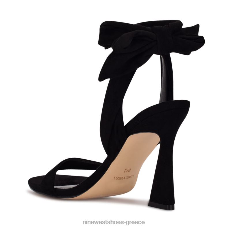 Nine West σανδάλια με τακούνι kelsie ankle wrap 2JJ4N2038 μαύρο σουέτ