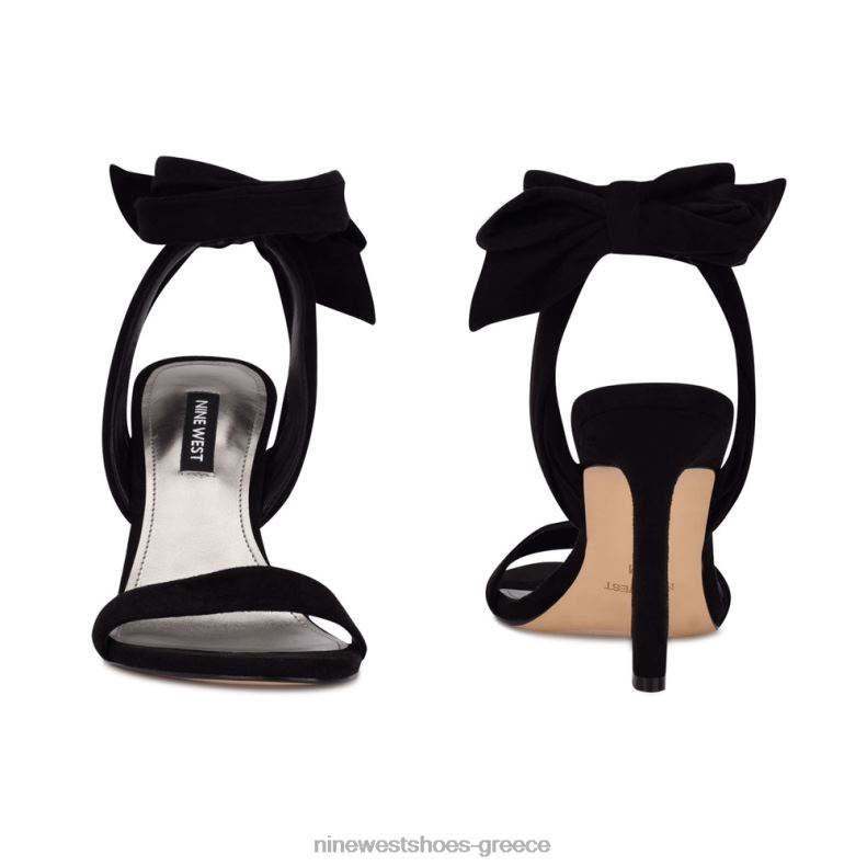 Nine West σανδάλια με τακούνι kelsie ankle wrap 2JJ4N2038 μαύρο σουέτ