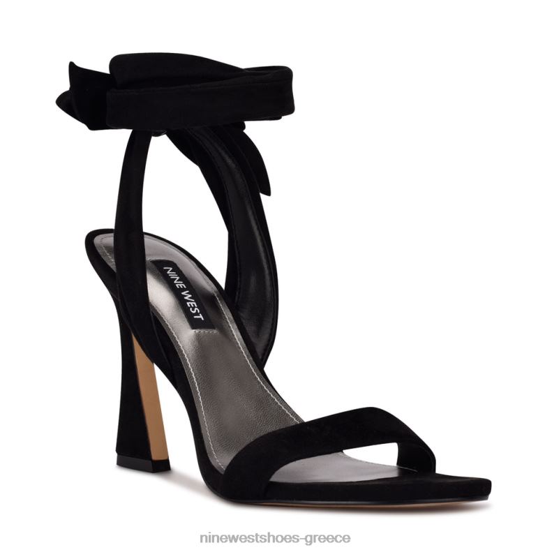 Nine West σανδάλια με τακούνι kelsie ankle wrap 2JJ4N623 μαύρο σουέτ