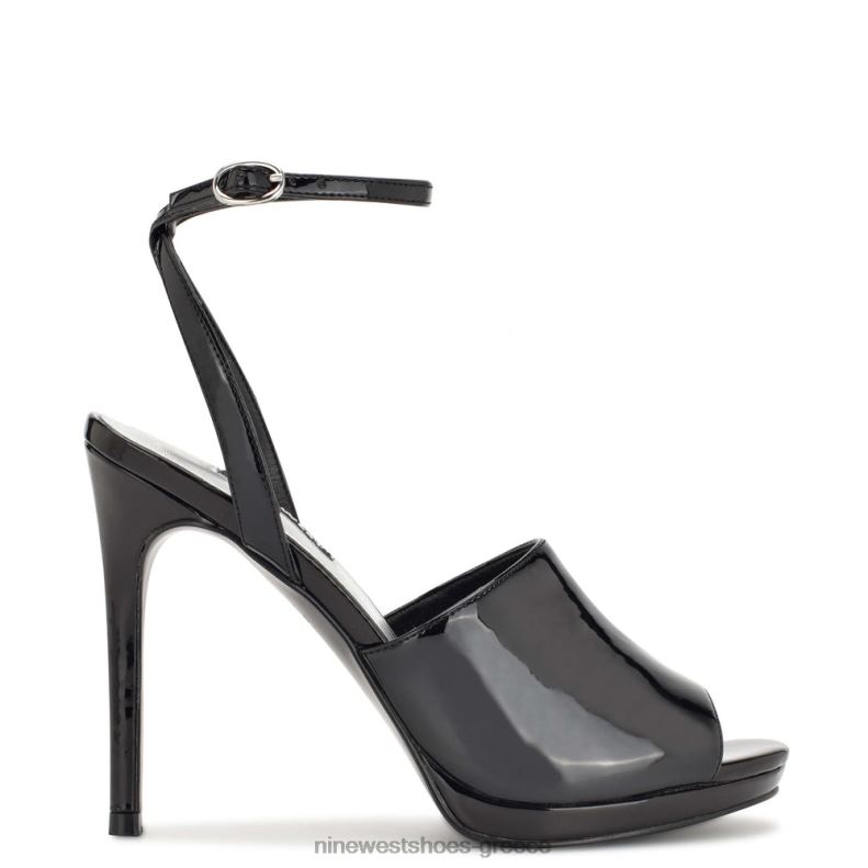 Nine West σανδάλια με λουράκι σε μορφή limbery 2JJ4N1779 μαύρη πατέντα