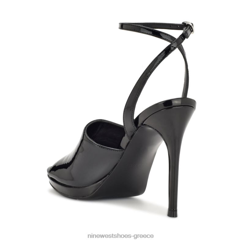 Nine West σανδάλια με λουράκι σε μορφή limbery 2JJ4N1779 μαύρη πατέντα