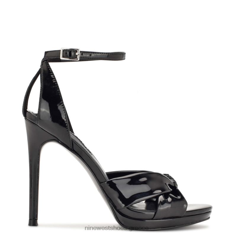 Nine West σανδάλια με λουράκι αστραγάλου lovya 2JJ4N1776 μαύρη πατέντα